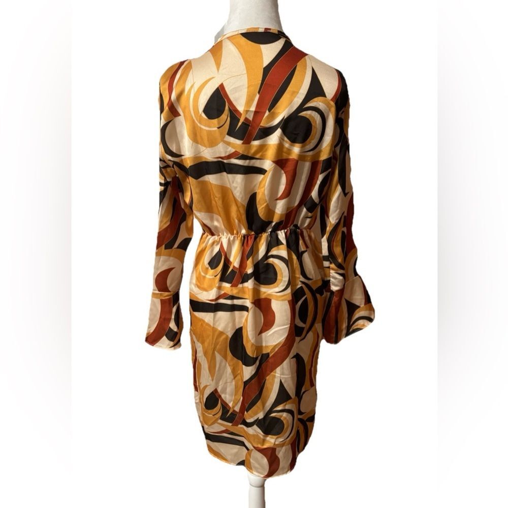 Boohoo BodyCon Dress Size 4 Bell Sleeves Tan Brown Party Club Vacation - Picture 2 of 10